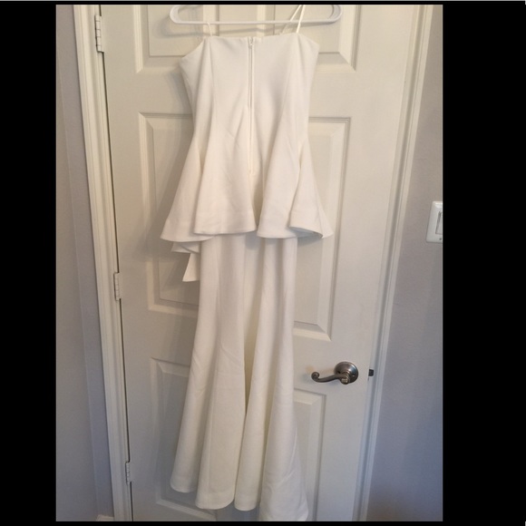 White maxi trumpet strapless dress - Picture 5 of 7